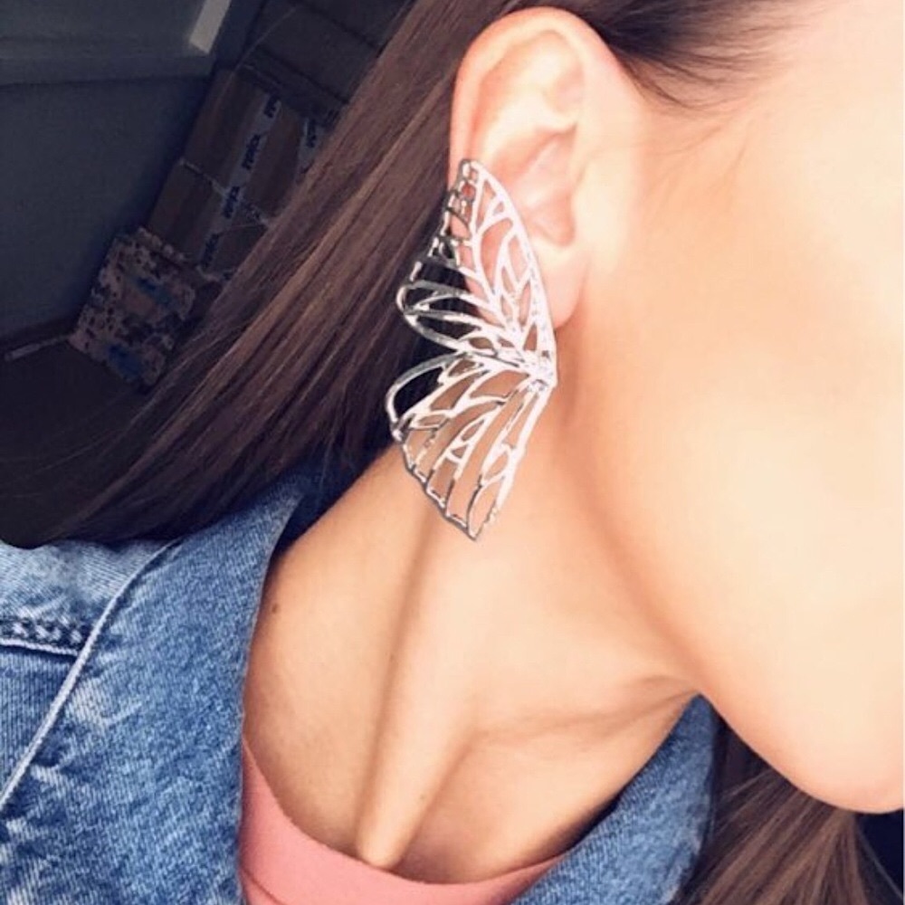 “Monarch Queen” Butterfly Wing Statement Earrings - Picture 5 of 7